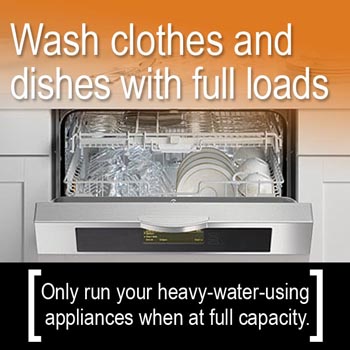 Conservation Tip: Wash clothes and dishes with full loads